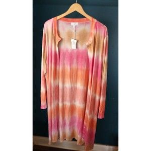 Mud Pie NWT Women's Lightweight MultiColor Tie dye Long Cardigan Duster  - M/L